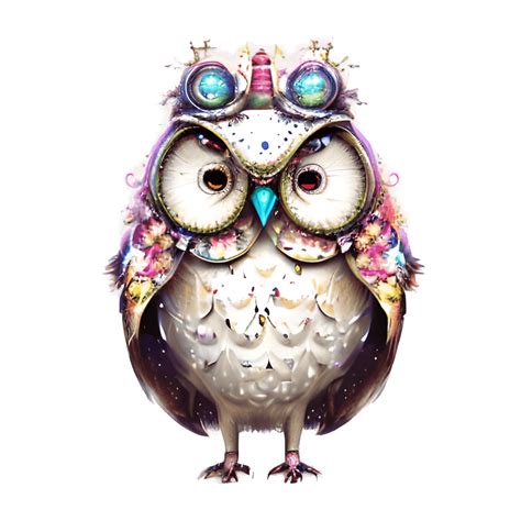 Whimsical Detailed White Fantasy Owl Harry Potter Steampunk With