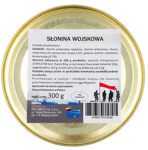 SŁONINA WOJSKOWA KONSERWA 300G RACJA WOJSKOWA 12056241186 oficjalne