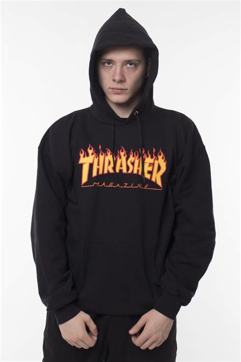 Bluza M Ska Z Kapturem Thrasher Flame Logo Hoody Black Black