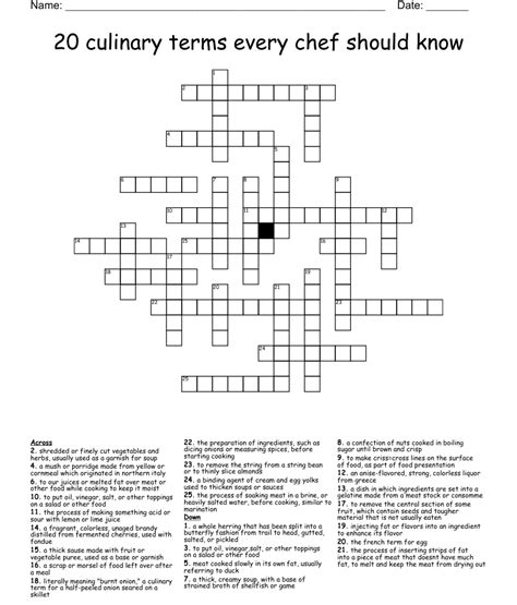 20 Culinary Terms Every Chef Should Know Crossword Wordmint