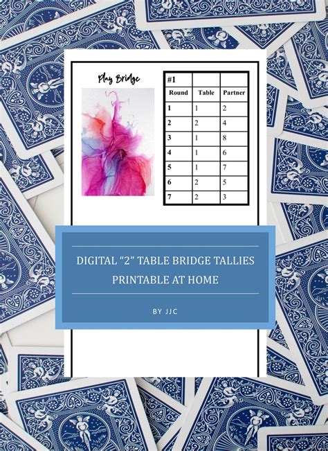 Printable 2 Table Ink Bridge Tallies Print At Home Digital Bridge