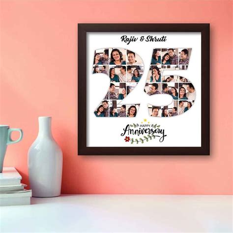 Mdf Personalized Photo Collage For 25th Anniversary For T Size 12