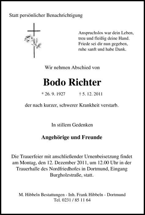 Traueranzeigen Von Richter Unbekannt Trauer In NRW De