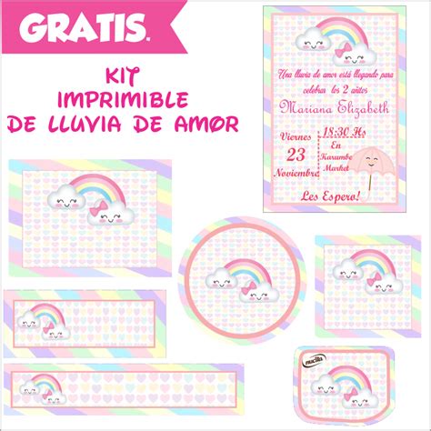 Fiesta Kit Imprimibles Hermosas Invitaciones Lluvia De Amor Gratis