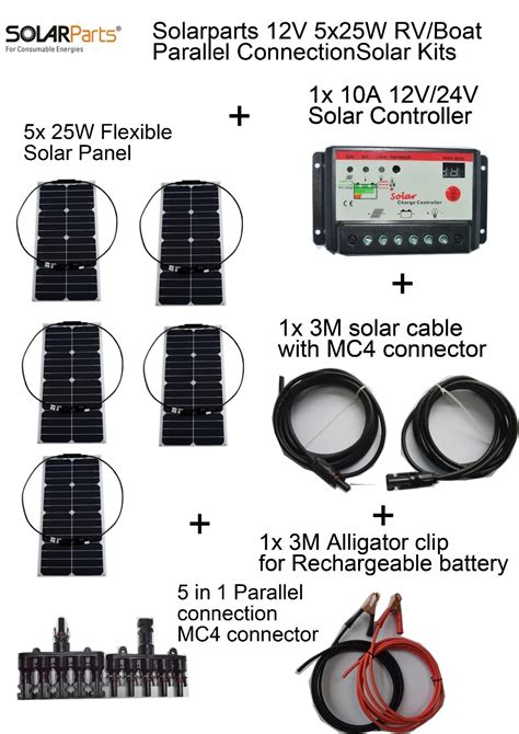 BOGUANG 12V 5pcs 25W DIY RVBoat Kits Solar System 25W Flexible Solar