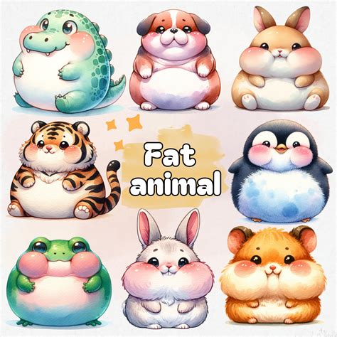 Fat Animal Clipart Collection - Etsy