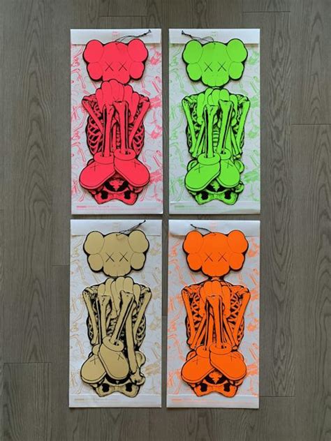 Original Fake Kaws Skeleton Board Cutout Ornament Set Hanging Halloween