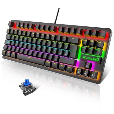 Teclado Mecanico Gamer Rgb Teclado Mecánico Gaming Led Rainbow Con Switch Azul Con 8 Efectos