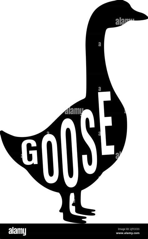 Goose Black Silhouette With Lettering Goose Symbol Farm Bird Icon