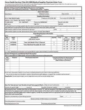 Title Xix Physician Order Form For Tens Unit Hope Medical Supply