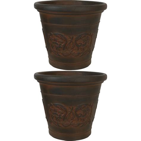 Sunnydaze Arabella Indoor Outdoor Resin Planter Rust Planters