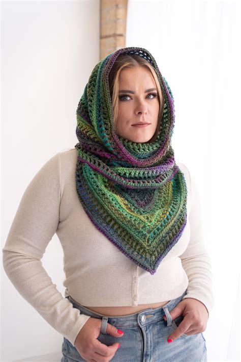 Pdf Crochet Pattern Bohemian Hooded Cowl Scarf Boho Etsy Canada