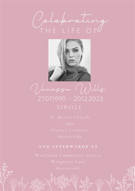 Pink Funeral Invitations