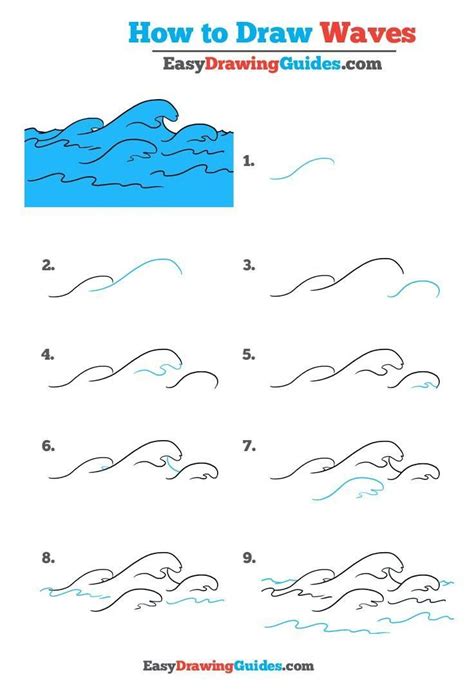 56 HOW TO DRAW STEP BY STEP WAVES - * Draw