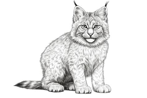 Premium Ai Image Cute Canada Lynx Drawing On White Background