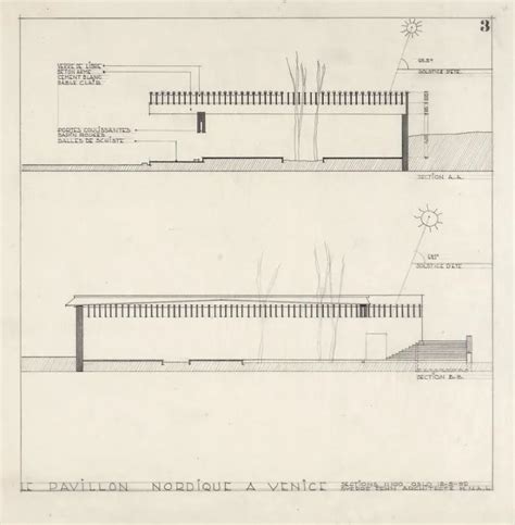 Two Drawings Of Different Sections Of A Building With Lines Drawn On