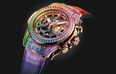 Hublotウブロは表して全く新しいbig Bang Unico High Jewelry Rainbow高級な真珠や宝石の虹の腕時計を出し