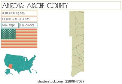 Large Detailed Map Apache County Arizona Stock Vector (Royalty Free ...