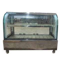 SS And Glass J Shape Rectangular Food Display Case For Bakery At Rs