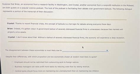 Solved Suppose That Brian An Economist From A Research Chegg