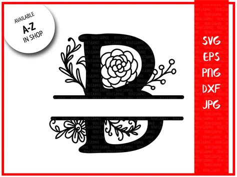 Monogram Letter B Split Letter B Silhouette Files SVG Cutting Files