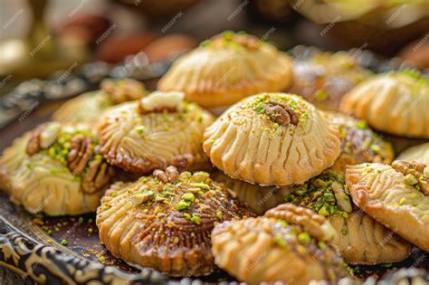 Premium Photo Traditional Arabic Maamoul Cookies With Dates Walnuts And Pistachios