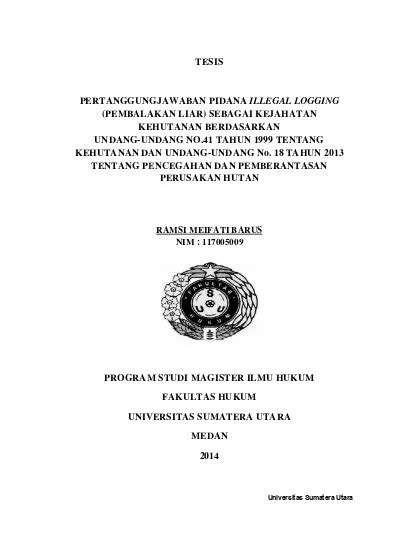 Pertanggungjawaban Pidana Illegal Logging Pembalakan Liar Sebagai