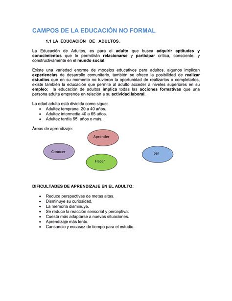 Campos de la educación no formal PDF