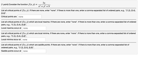 Solved 1 Point Consider The Function F X Y X2 Y2 93x