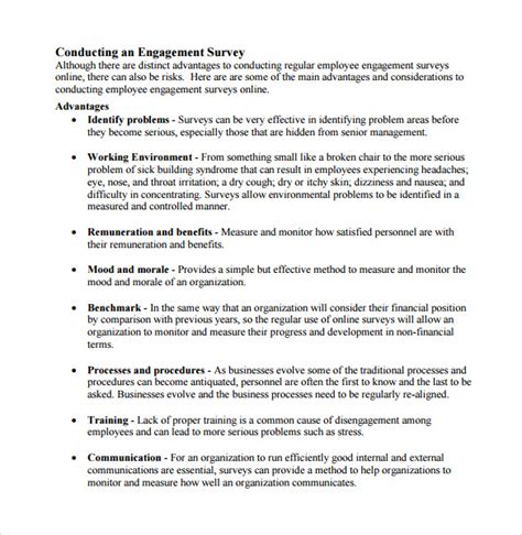 Free 11 Sample Employment Engagement Survey Templates In Pdf 48600