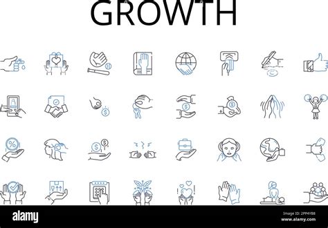 Growth Line Icons Collection Expansion Development Progression