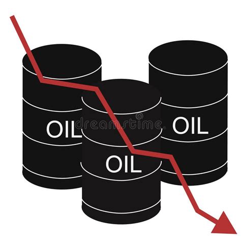 Barrels Of Oil With Red Falling Arrow Of The Economic Chart Financial