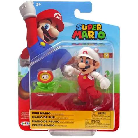 World Of Nintendo Super Mario Fire Mario Action Figure With Flower