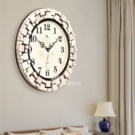 Large Wall Clocks Round 16 Inch Unusual Metal Glass Decorative