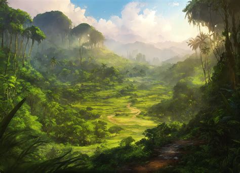 lexica concept art   picturesque landscape  rainforest