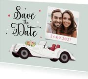 Trouwkaart Just Married Pas Getrouwd Vintage Kaartje2go