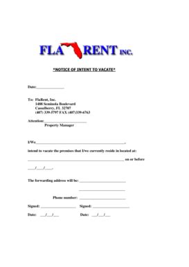 Fillable Online Tenants Must Submit Notice FLA Rent Fax Email Print