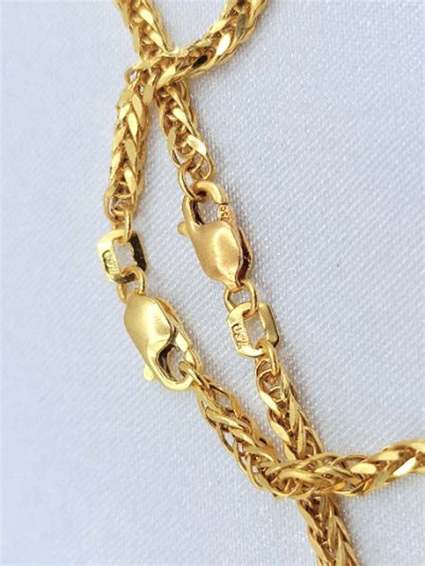 18K Solid Gold Foxtail Chains 2mm Foxtail Necklace Women Foxtail