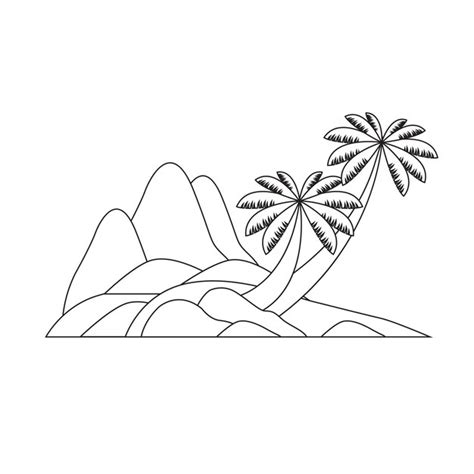 Premium Vector Design Beach Landscape Outline For Coloring Page Or