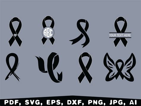 Skin Cancer Awareness Svg Black Ribbon Svg Skin Cancer Cut Etsy