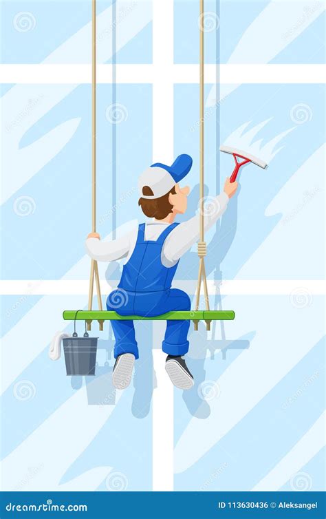 Window Washer. Cleaning Service. Cartoon Character. Vector Illustration ...