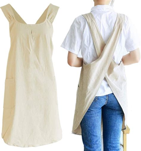 Newgem Japanese Linen Cross Back Kitchen Cooking Aprons For