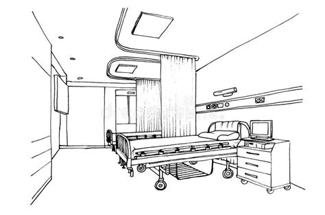 Graphic Sketch Hospital Ward Clinic Room Stock Illustration