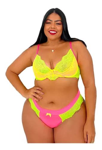 Kit 3 Conjunto Lingerie Plus Size Color Aro Sensual Parcelamento