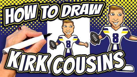 How To Draw Kirk Cousins Of The Minnesota Vikings Nfl Football Team