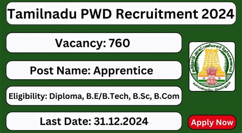 TN PWD Recruitment 2024 760 Apprentice Posts Apply Now Tamilanguide