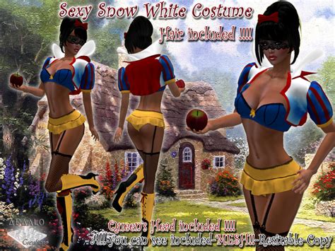 Second Life Marketplace Sexy Snow White Costume Mesh Boots And Mesh Hair Included