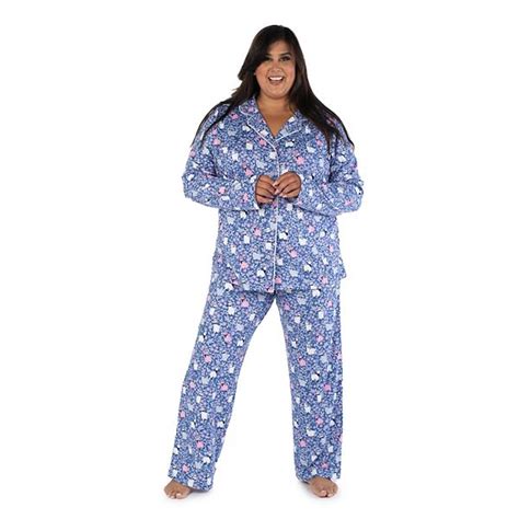 Plus Size Nite Nite By Munki Munki Long Sleeve Pajama Shirt And Pajama