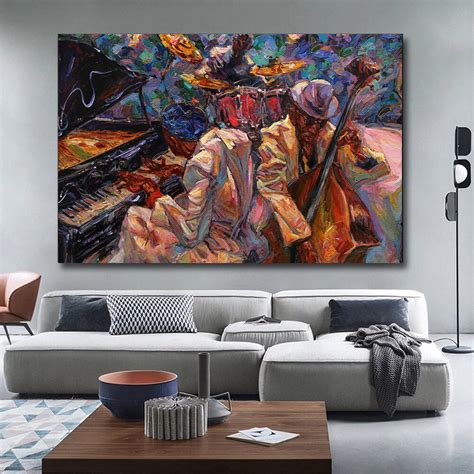 African Jazz Art, African Canvas, Jazz Wall Art, Jazz Oil Painting ...