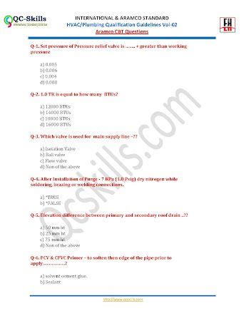 CBT ARAMCO QA QC HVAC PLUMBING Inspector Qualification Guideline